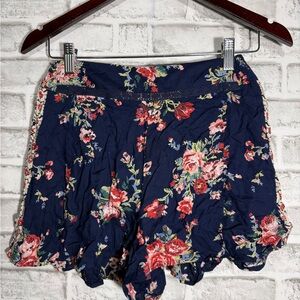 Angie Floral Boho Shorts Size M Navy Blue Flowy Festival